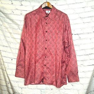 Cielo Red & Black Velvet Long Sleeve Button Down Men’s Shirt Size XX-Large